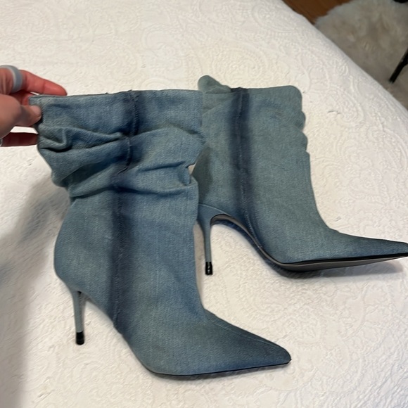 Zara ankle boot thin heel stilettos denim size 41 - Picture 2 of 6
